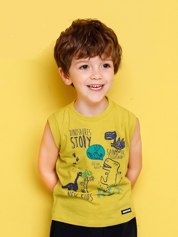 吉哩熊童装2023春夏季黄色背心