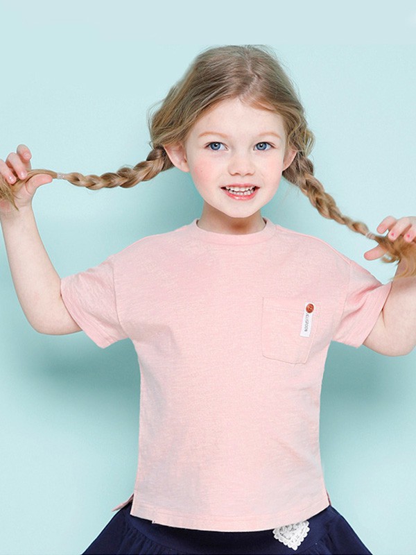 吉哩熊童装2023春夏季粉色T恤