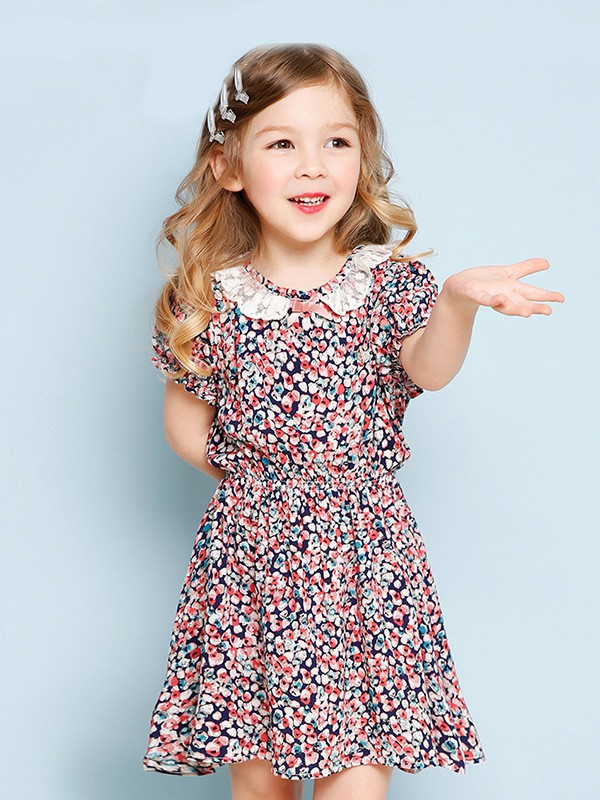 吉哩熊童装2023春夏季粉色连衣裙