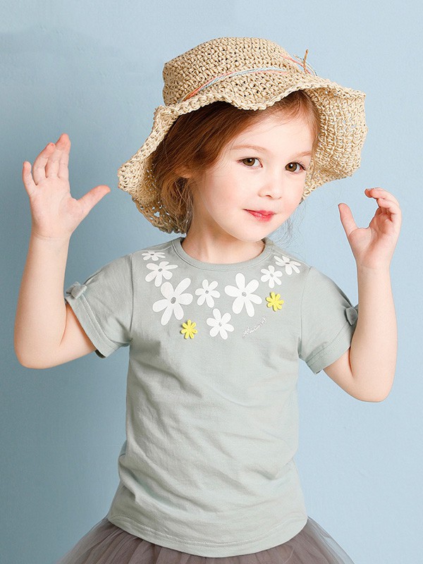 吉哩熊童装2023春夏季灰色T恤