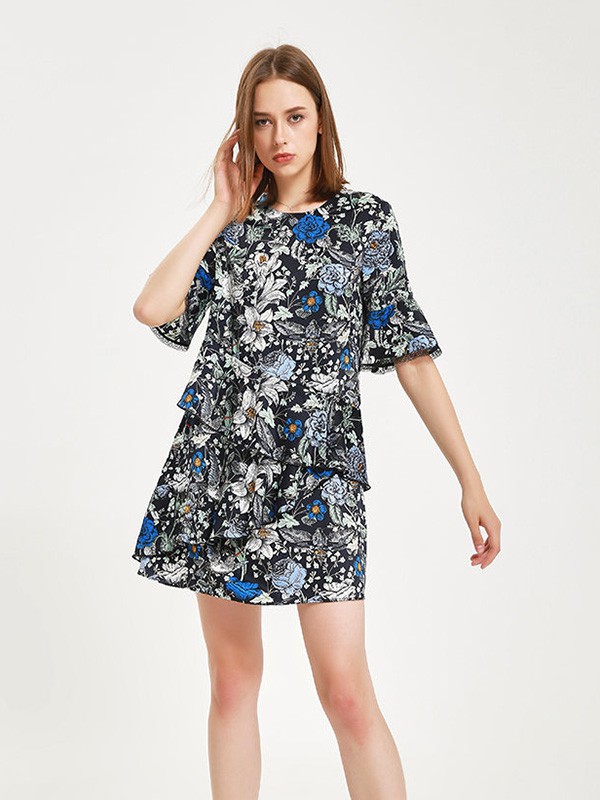 PERIGOT休闲装2023春夏季灰色连衣裙