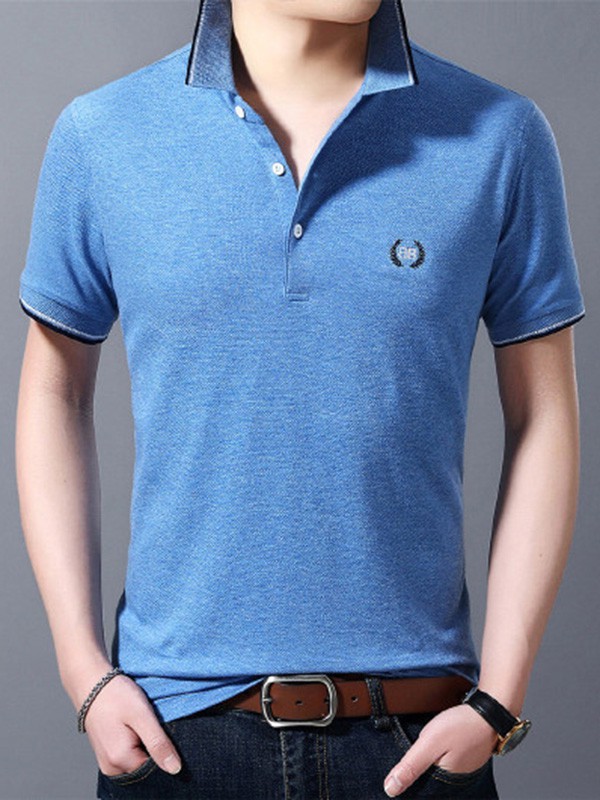 Vougeek2023春夏季蓝色polo衫