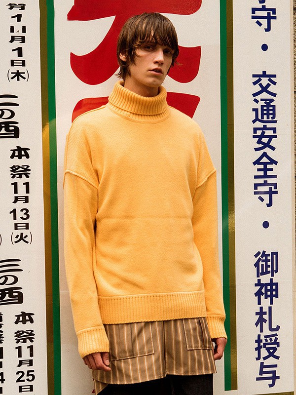 安德森·贝尔休闲装2023春夏季黄色毛衣