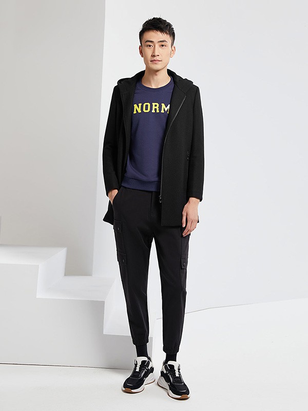 海一家男装2022秋冬季紫色T恤