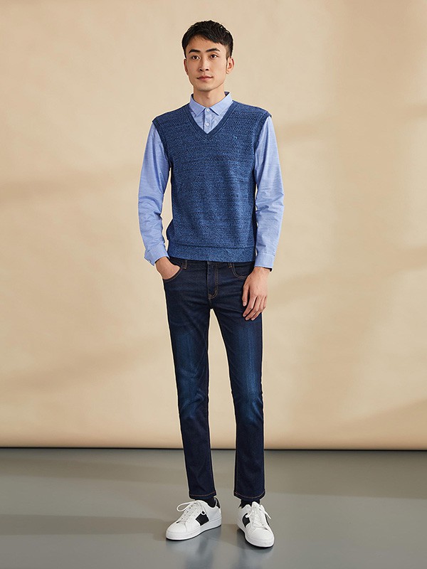 海一家男装2022秋冬季黑色背心