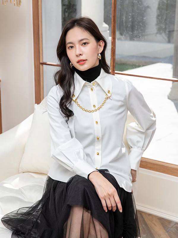 卡蔓2022秋冬季白色衬衫