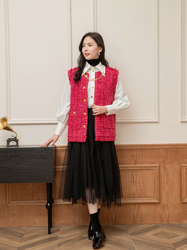 卡蔓2022秋冬季黑色纱裙