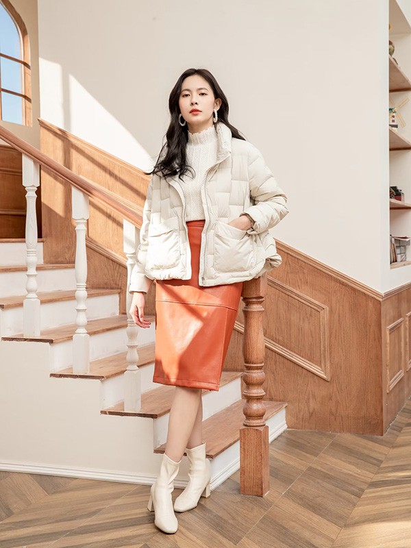 卡蔓女装2022秋冬季橙色包臀裙