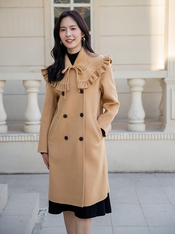 卡蔓女装2022秋冬季卡其色大衣