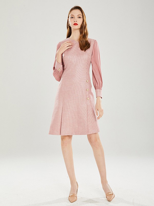 Gerolamo女装2022秋冬季粉色连衣裙