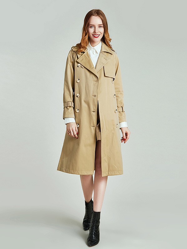 HAVVA女装2022秋冬季卡其色风衣