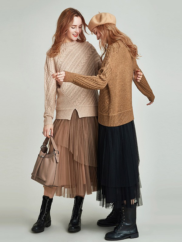 HAVVA女装2022秋冬季米色毛衣