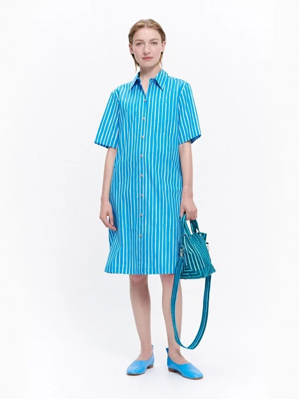 马里梅科2023春夏季蓝色衬衫裙