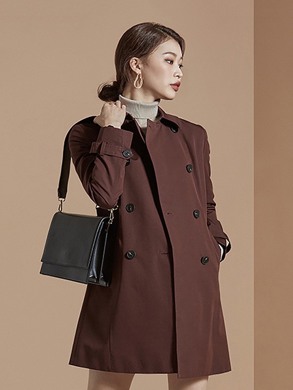 MIXXO休闲装2022秋冬季酒红色大衣