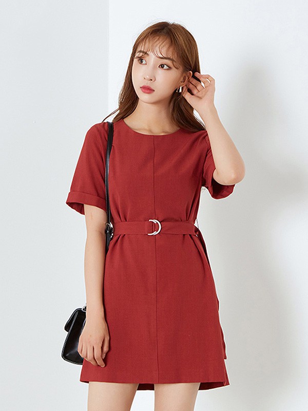 MIXXO休闲装2023春夏季橙色连衣裙