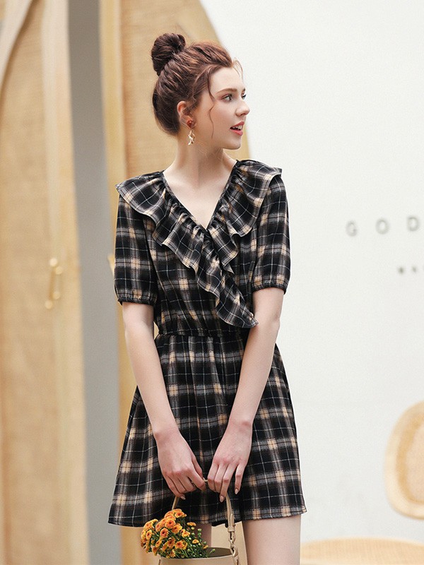 Rosel女装2023春夏季黑色连衣裙