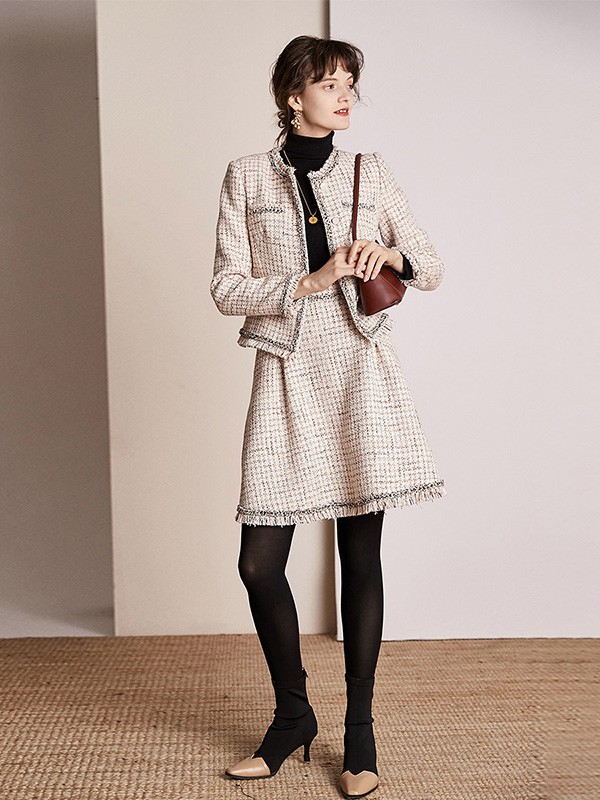 UGOCCAM女装2022秋冬季白色半身裙