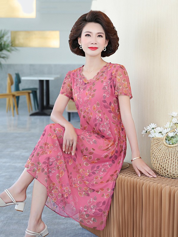 简狐2023春夏季粉色连衣裙