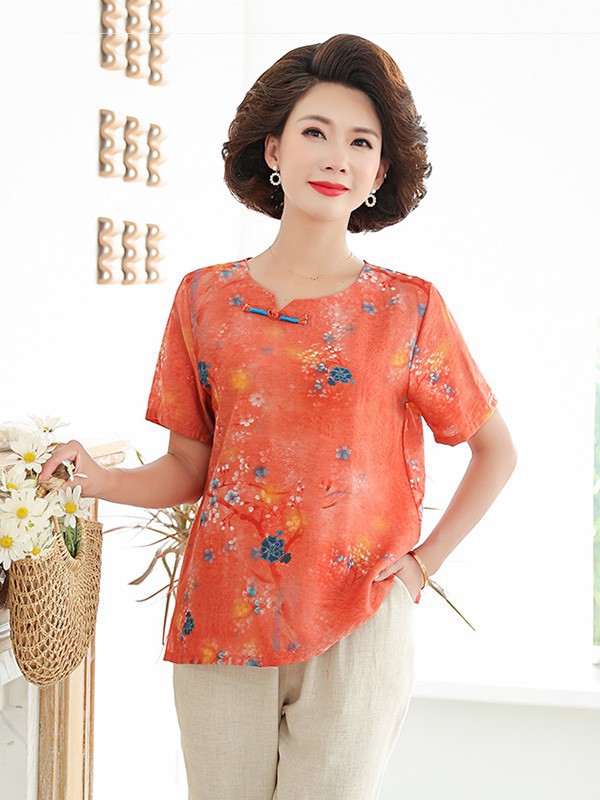 简狐2023春夏季橙色T恤