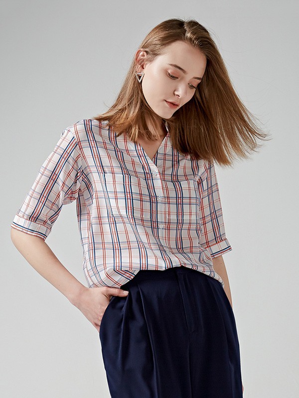 慕曼女装2023春夏季灰色衬衫