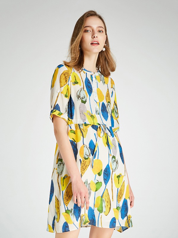 慕曼女装2023春夏季白色连衣裙