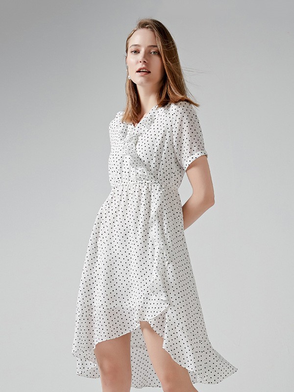 慕曼女装2023春夏季白色连衣裙