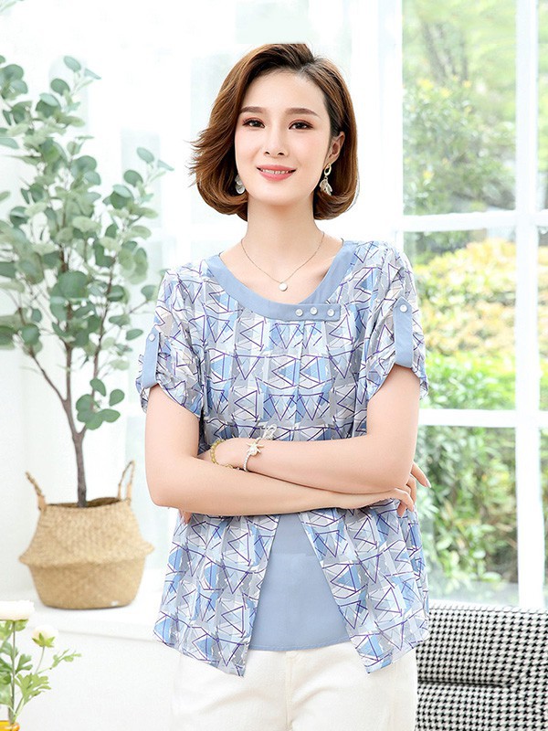 帕丝特女装2023春夏季蓝色T恤