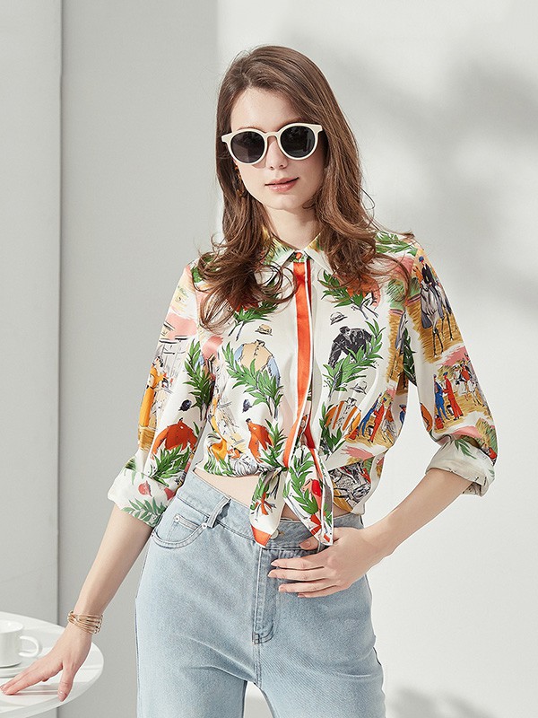 维多拉斯女装2023春夏季白色衬衫