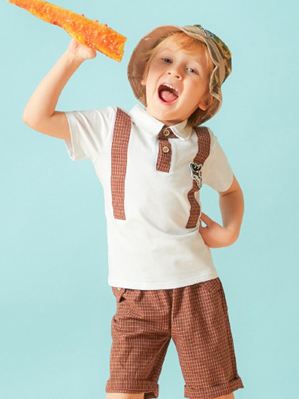 皮皮牛2023春夏季白色polo衫