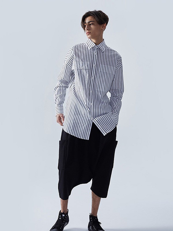 萨缇尼男装2022秋冬季白色衬衫