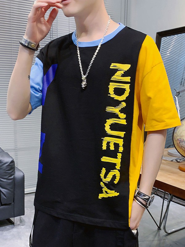 KOJO男装2023春夏季拼色T恤