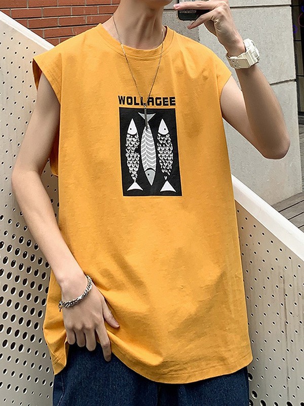 KOJO男装2023春夏季黄色背心