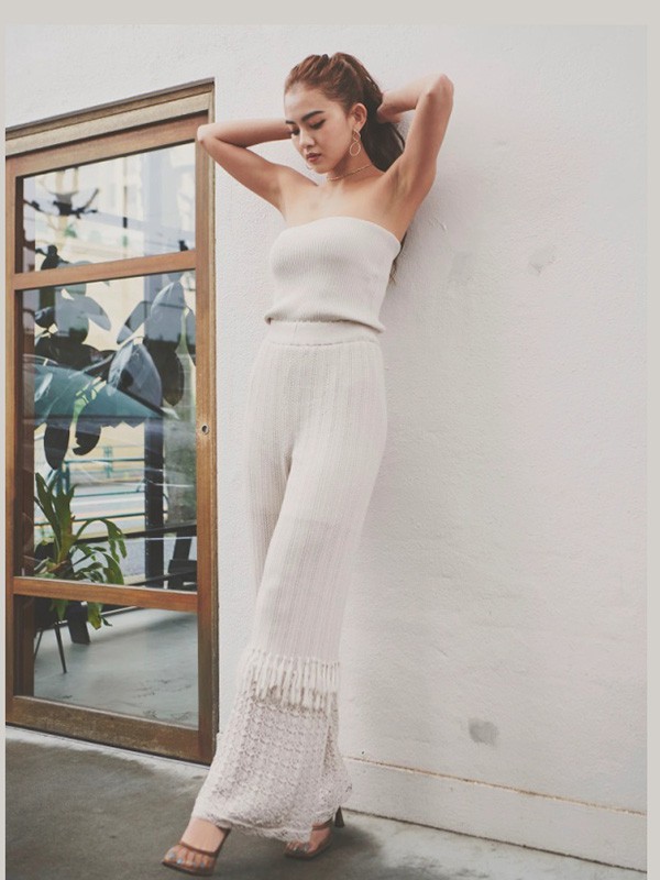 ROYALPARTY女装2023春夏季米色长裤