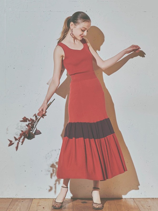 ROYALPARTY女装2023春夏季橙色吊带裙