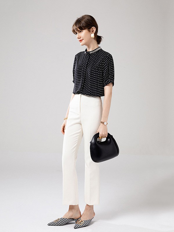 紫澜门2023春夏季白色阔腿裤