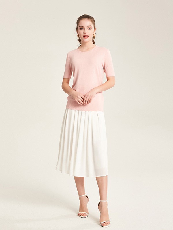 紫澜门2023春夏季粉色T恤