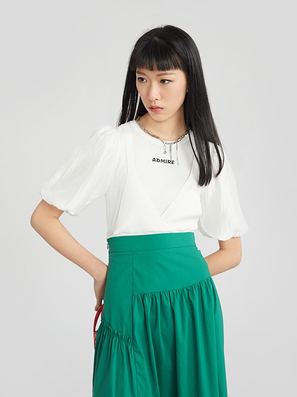 U女装2022春夏季白色印花T恤