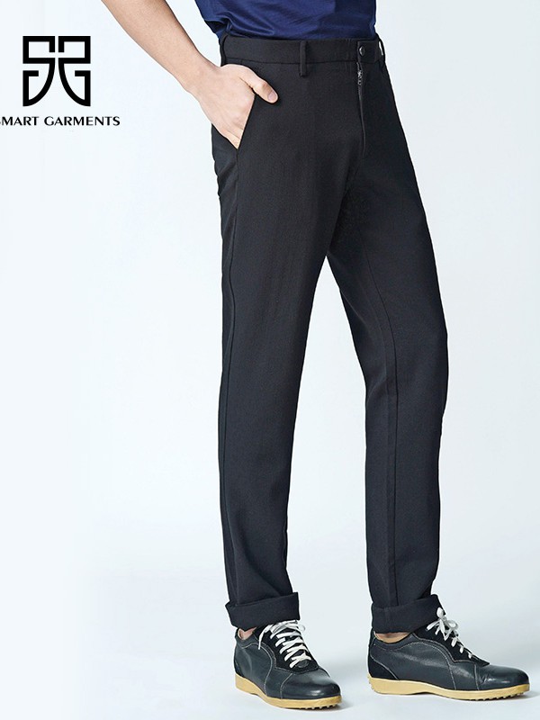 顺美男装2022春夏季黑色纯色西装裤