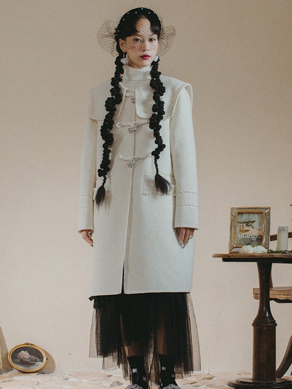 马克华菲女装2022春夏季白色长款大衣