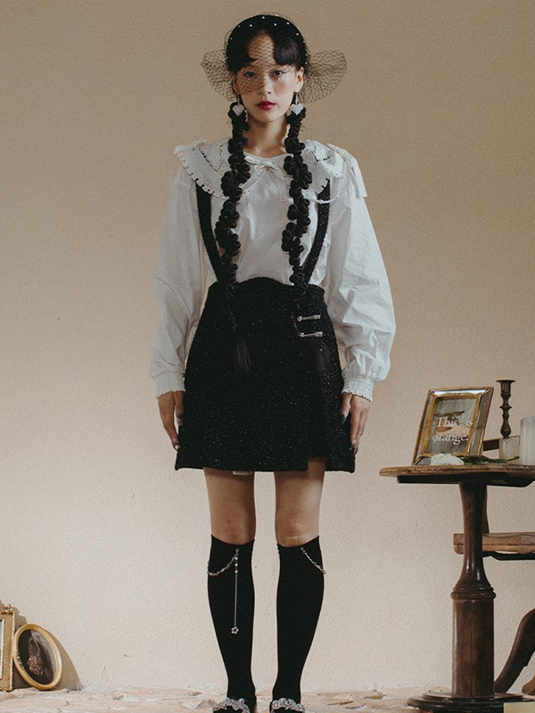 马克华菲女装2022春夏季白色泡泡袖衬衫