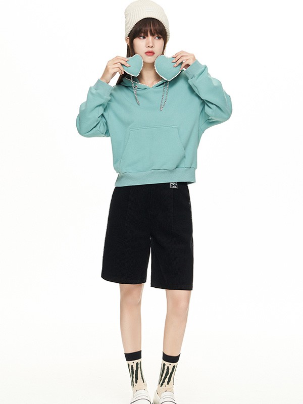 马克华菲女装2022春夏季绿色纯色卫衣