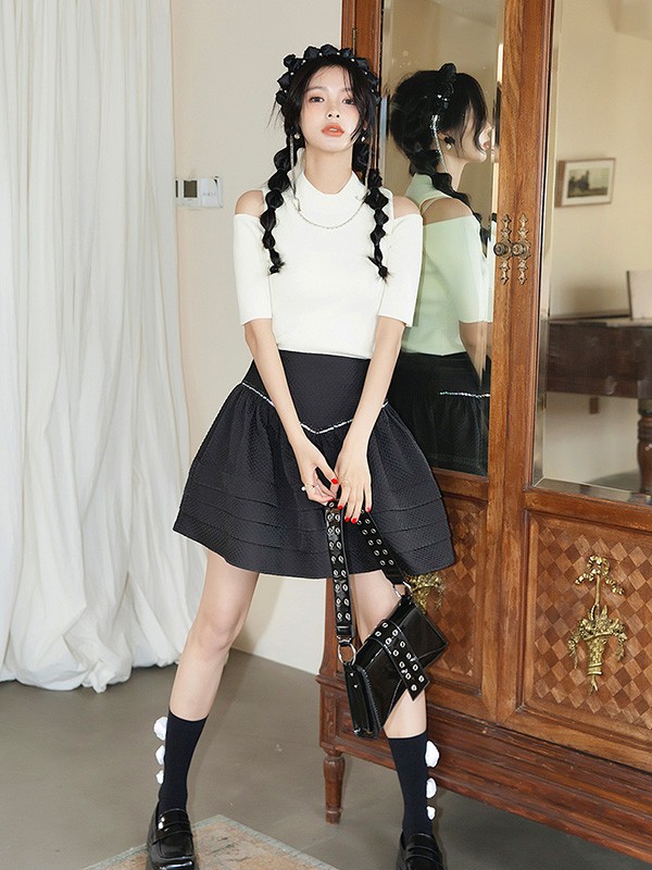 马克华菲女装2022春夏季白色纯色针织衫