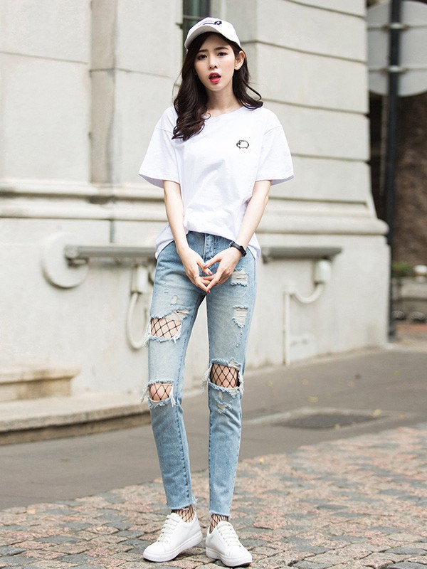 衣之纯2022春夏季白色印花T恤