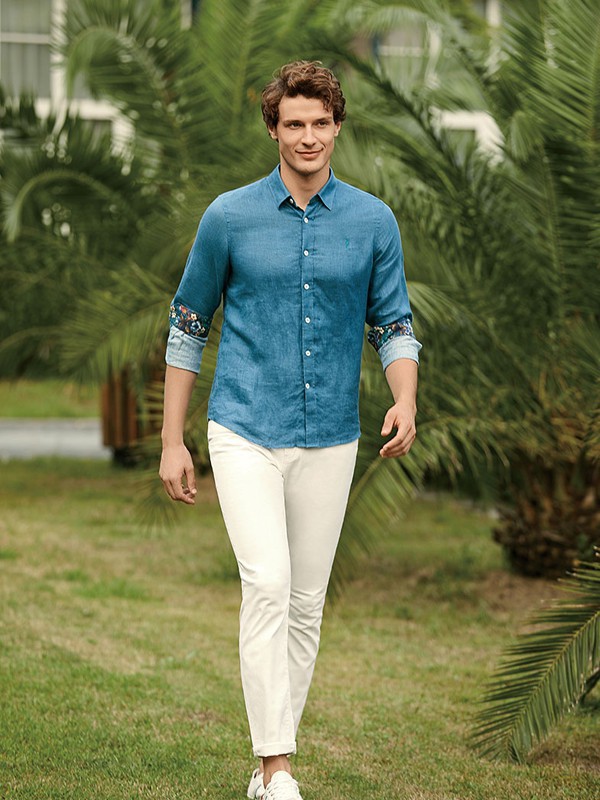 伦德.保罗2022春夏季蓝色纯色衬衫