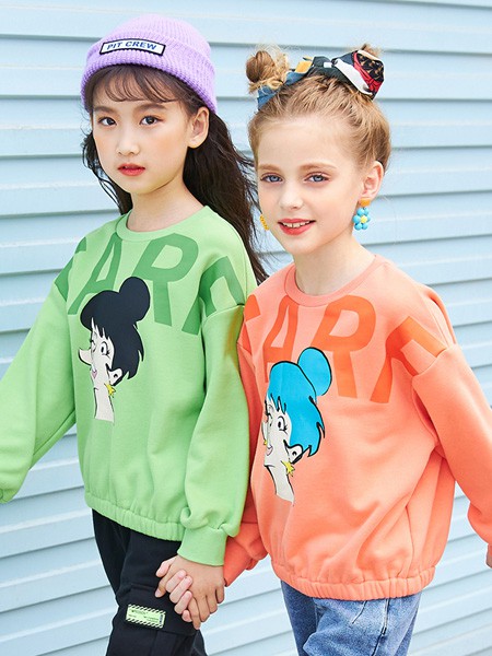 卡儿菲特童装2021秋冬季绿色印花T恤