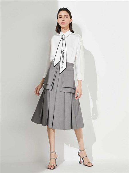 veromoda2021秋冬季白色纯色半身裙