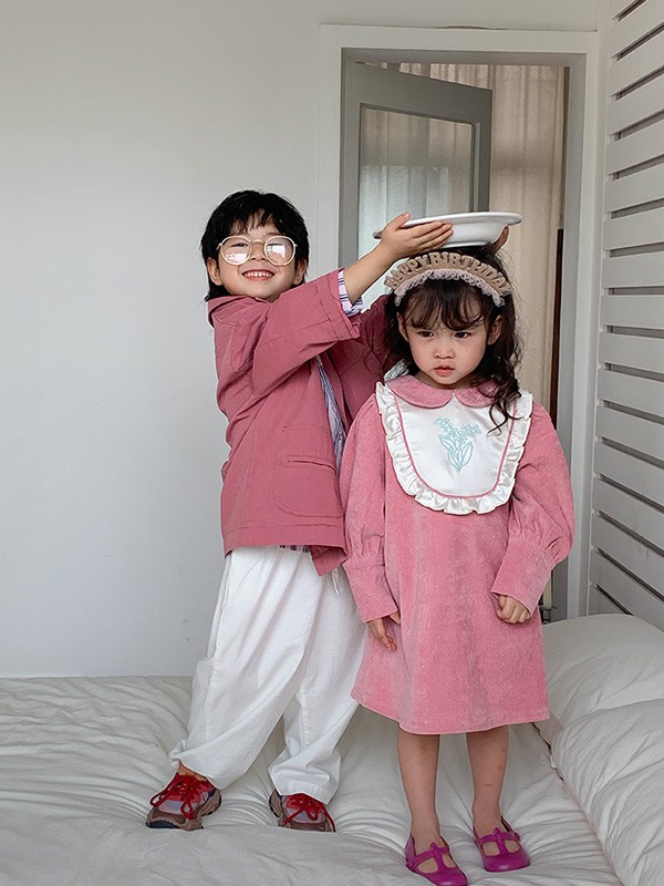 MACMIOCO2022春夏季粉色娃娃领连衣裙