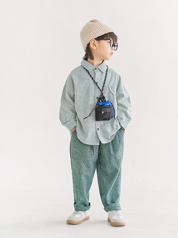 MACMIOCO童装2022春夏季浅蓝色纯色衬衫