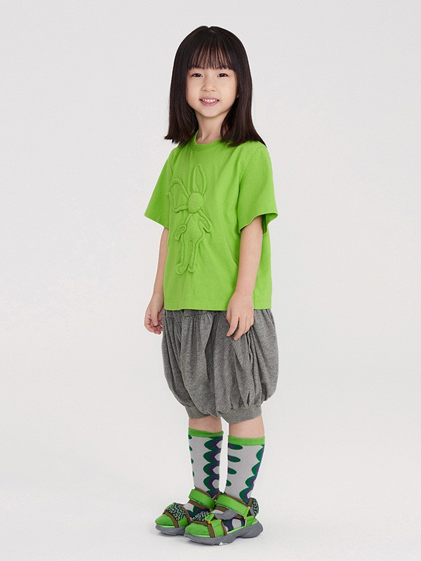 小江南布衣2022春夏季绿色印花T恤