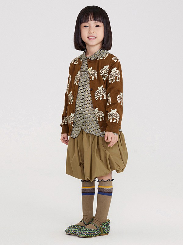 小江南布衣2022春夏季棕色褶皱短裙